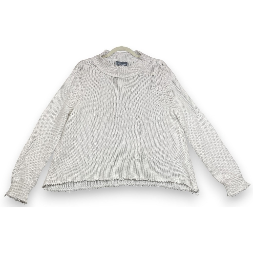 Wooden Ships Oliver Distressed Sweater Ivory X/S XS S Mohair Wool Boho